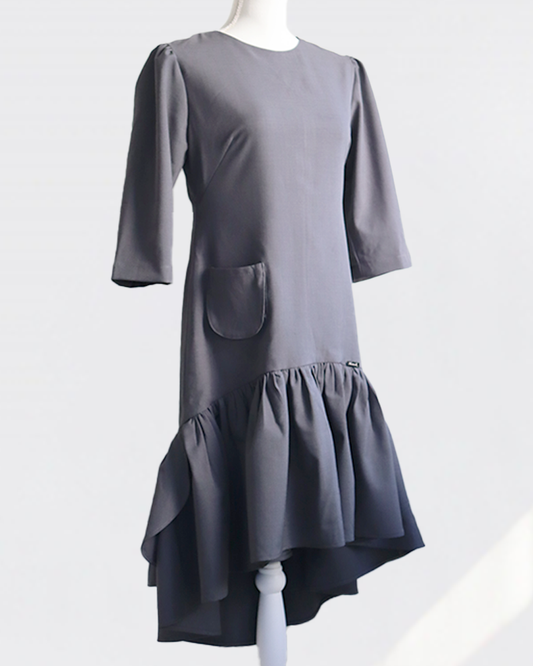 Petal Flare Dress CHARCOAL GRAY– Sleeve