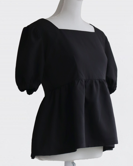 Volume Sleeve Peplum BLACK