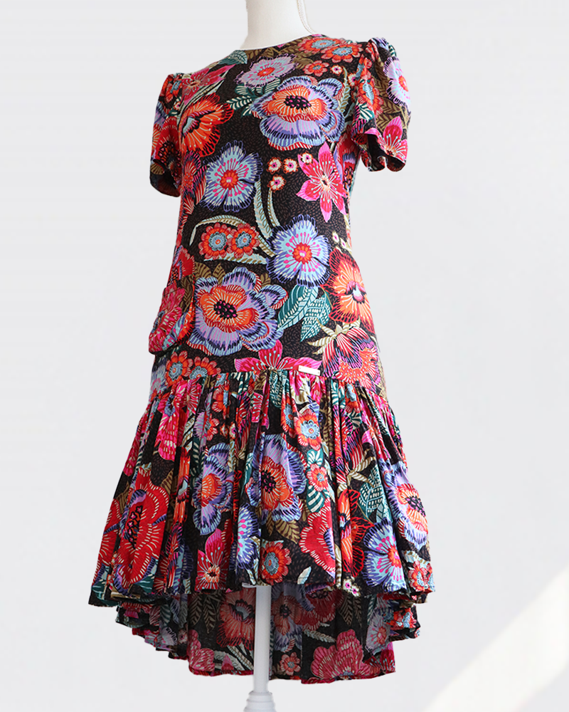 Petal Flare Dress Tropical Bloom