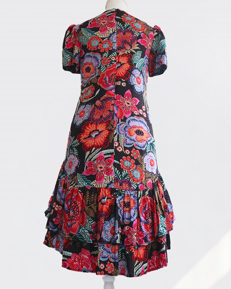 Petal Flare Dress Tropical Bloom