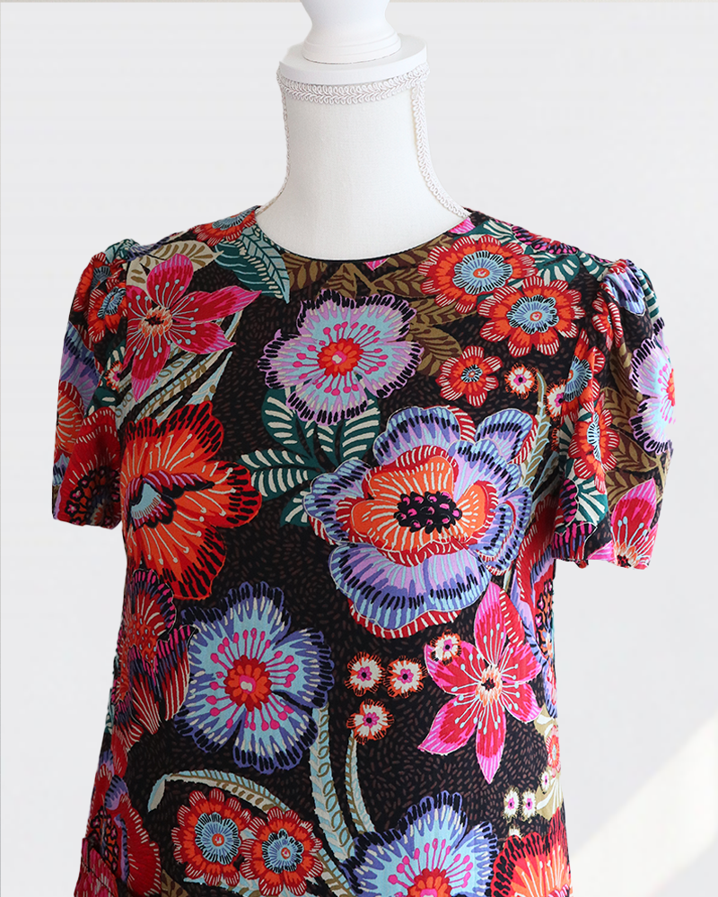 Petal Flare Dress Tropical Bloom