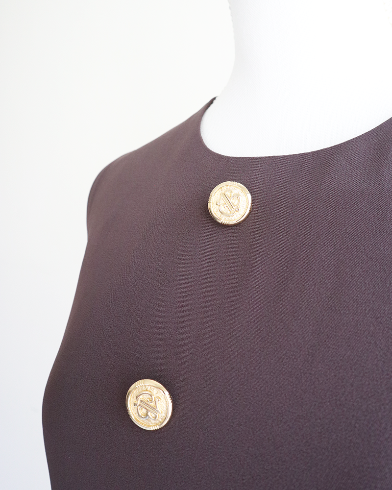 Cross Flare Dress Brown×Pink