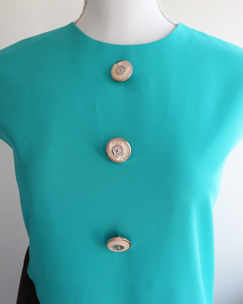 Cross Flare Dress Brown×Green