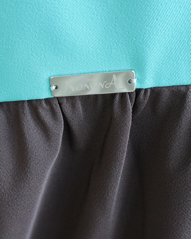 Cross Flare Dress Brown×Green