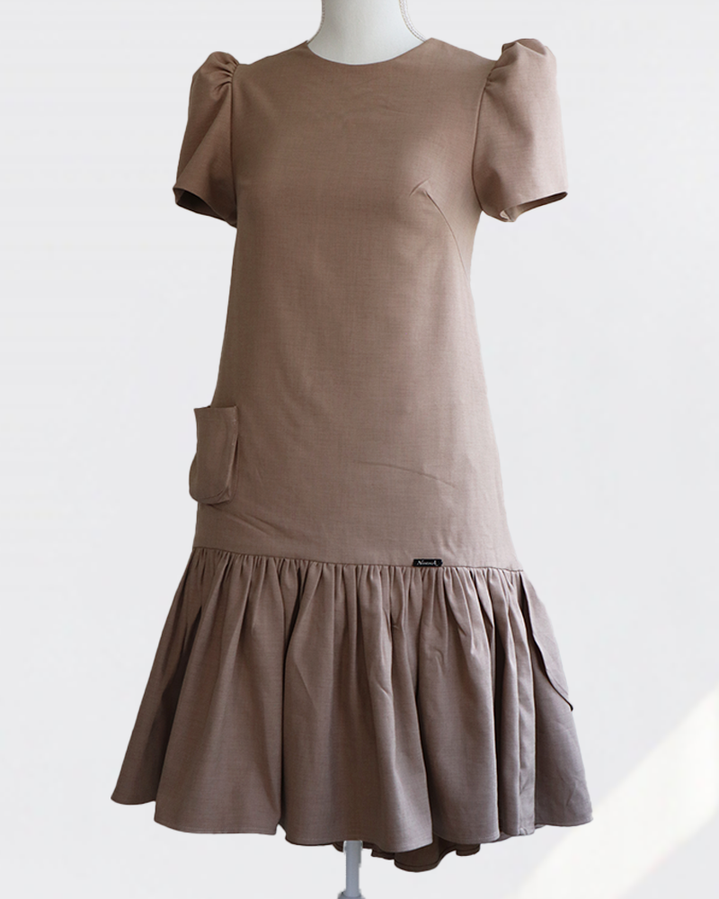 Petal Flare Dress Beige
