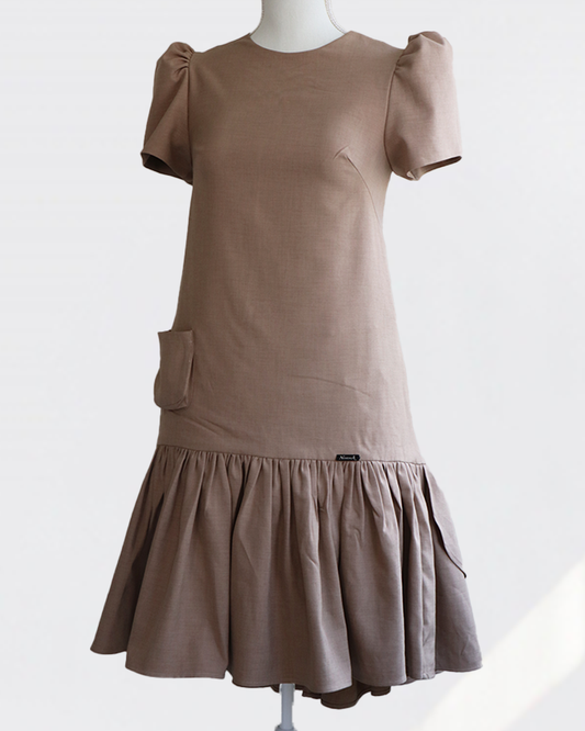 Petal Flare Dress Beige