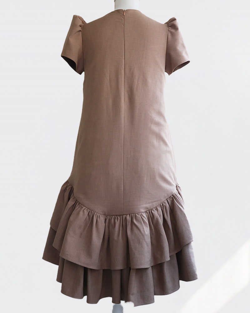 Petal Flare Dress Beige