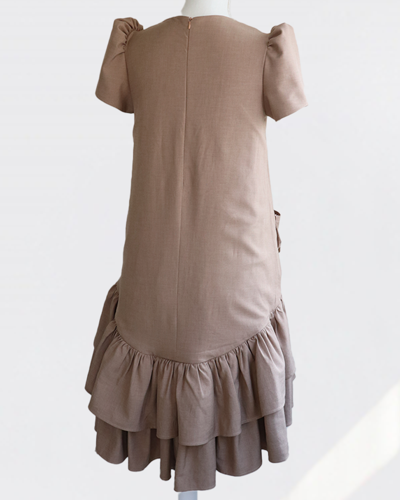 Petal Flare Dress Beige