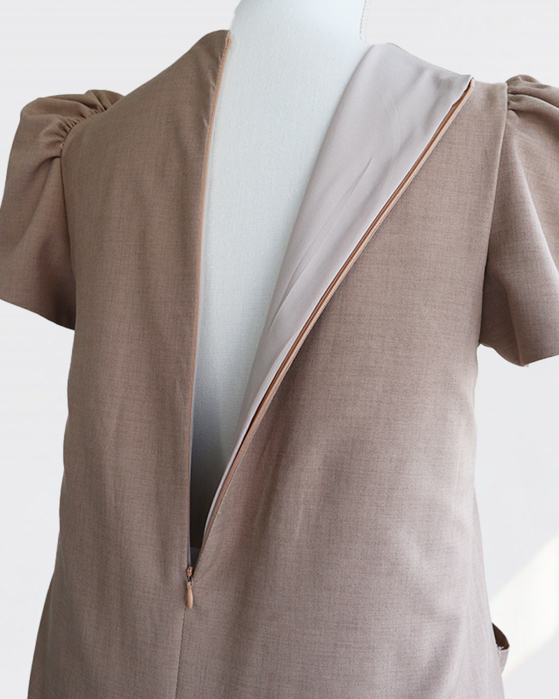 Petal Flare Dress Beige