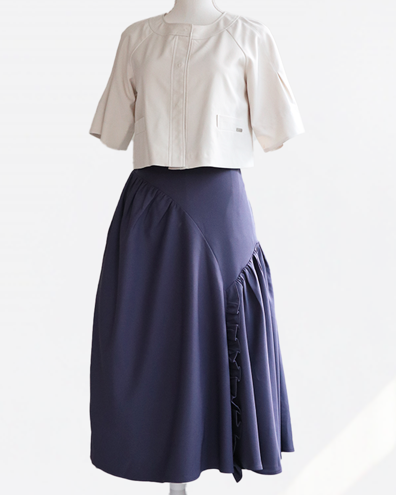 Cross Flare Skirt Blue Gray