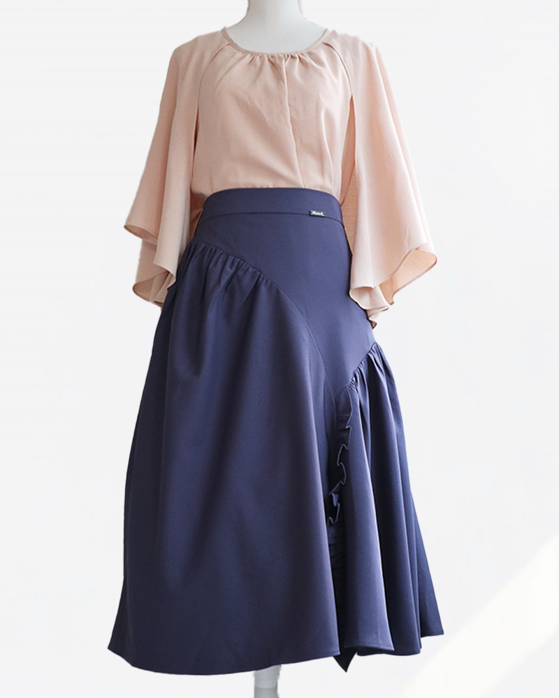 Cross Flare Skirt Blue Gray