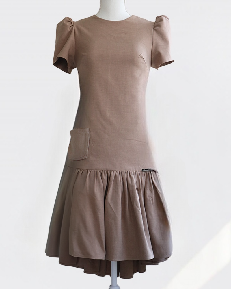 Petal Flare Dress Beige