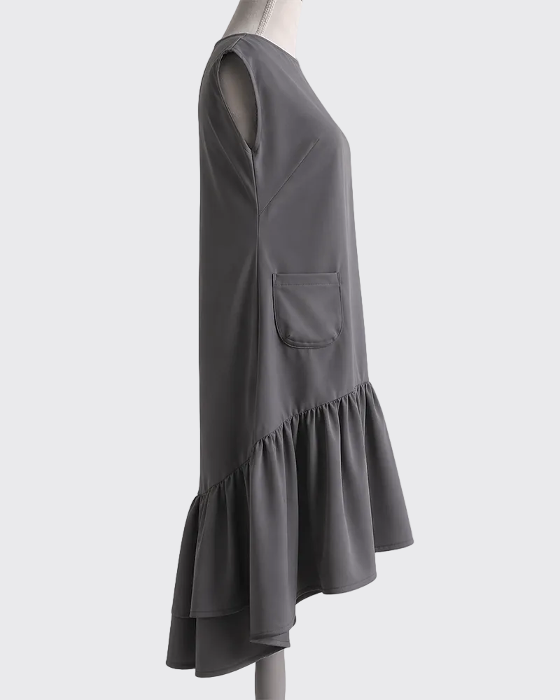 Petal Flare Dress CHARCOAL GRAY– Sleeveless