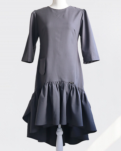 Petal Flare Dress CHARCOAL GRAY– Sleeve