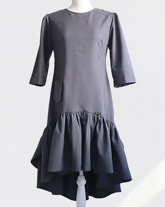 Petal Flare Dress CHARCOAL GRAY– Sleeve