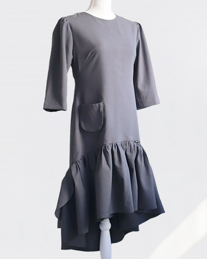 Petal Flare Dress CHARCOAL GRAY– Sleeve
