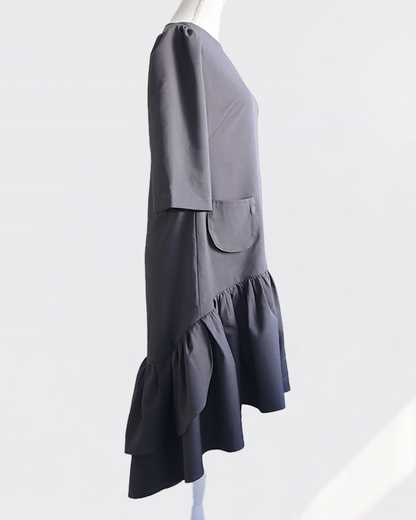 Petal Flare Dress CHARCOAL GRAY– Sleeve