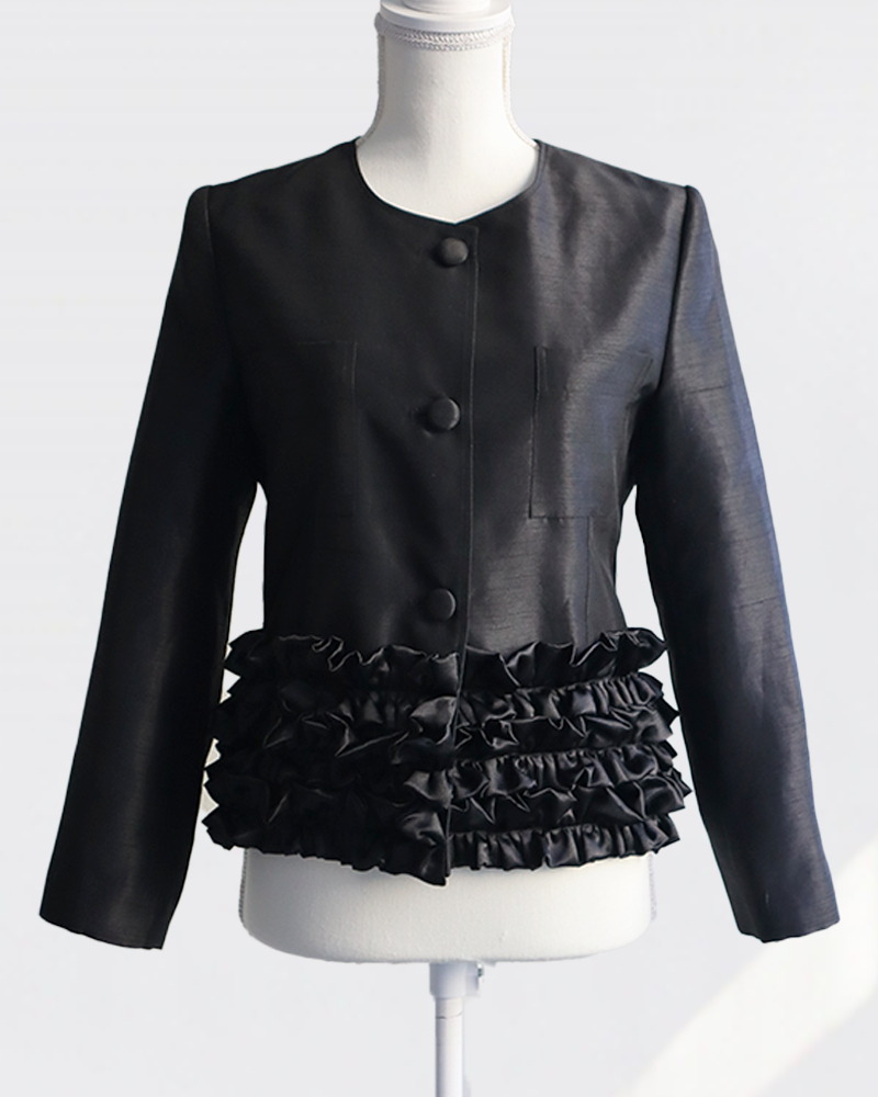 Ruffle Bloom Jacket BLACK