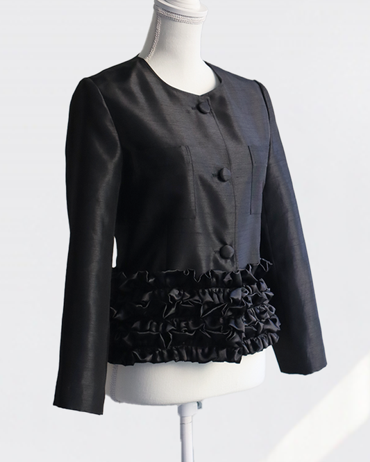Ruffle Bloom Jacket BLACK
