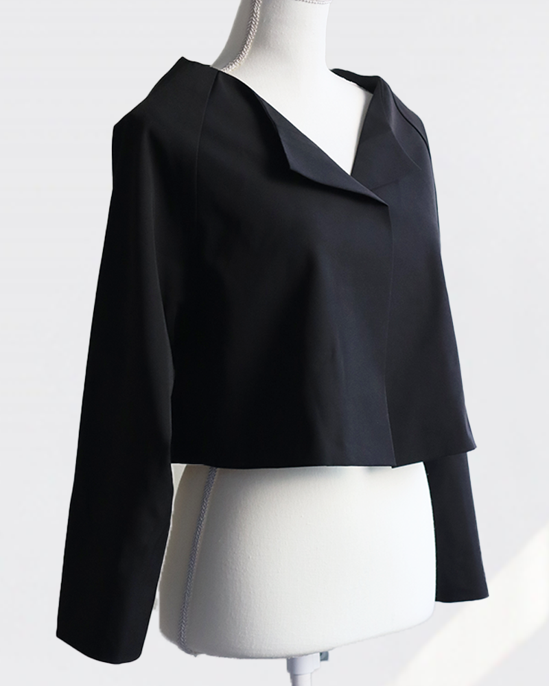 Sculpted Collar Jacket BLACK