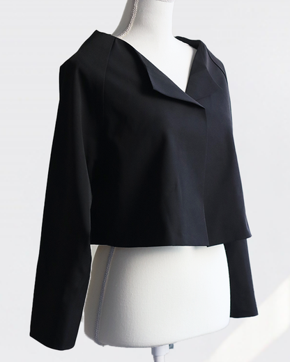 Sculpted Collar Jacket BLACK