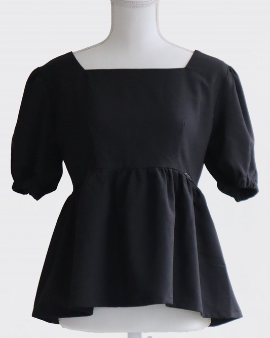 Volume Sleeve Peplum BLACK