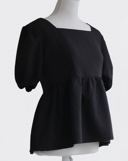 Volume Sleeve Peplum BLACK