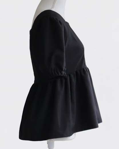 Volume Sleeve Peplum BLACK