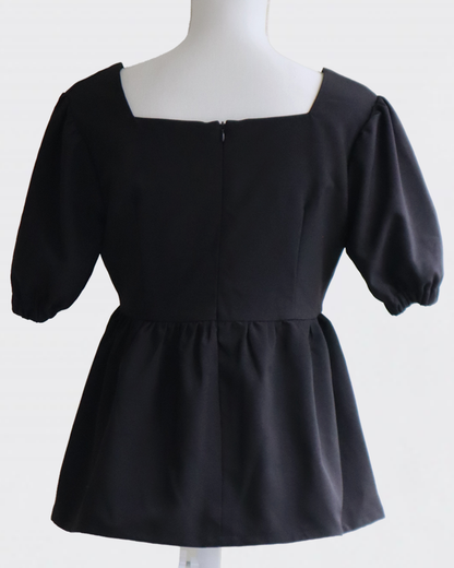 Volume Sleeve Peplum BLACK