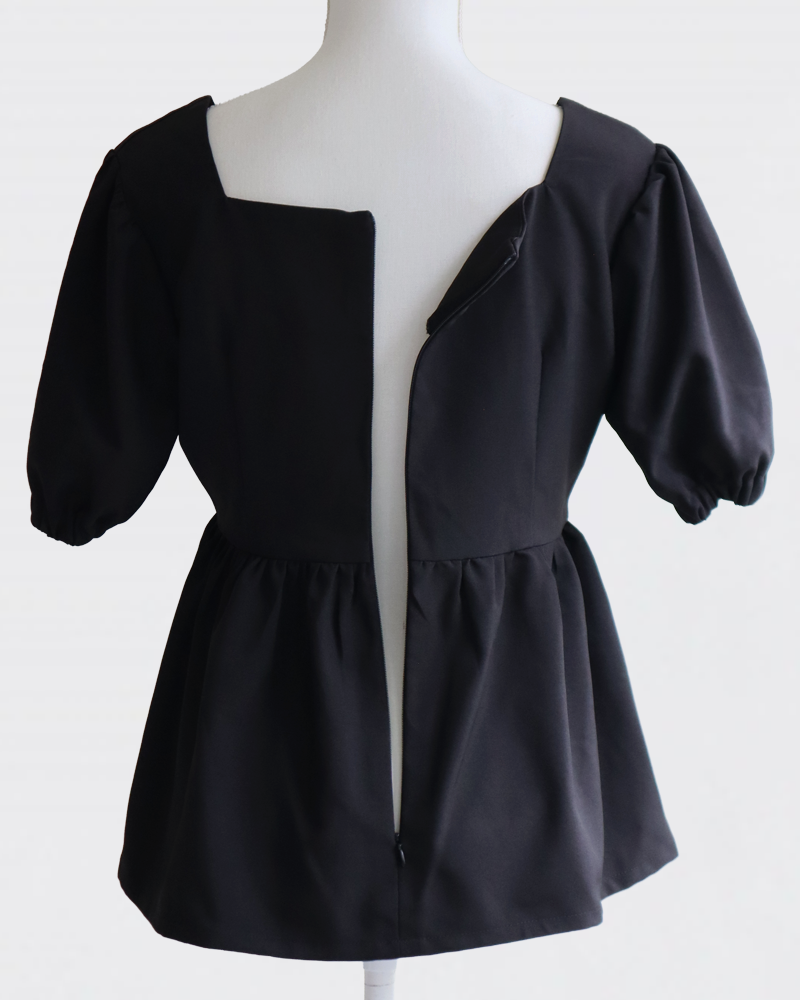 Volume Sleeve Peplum BLACK