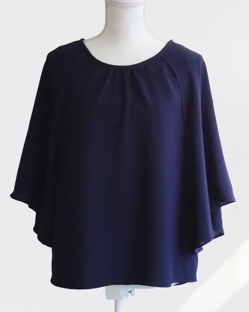 Graceful Cape Blouse NAVY
