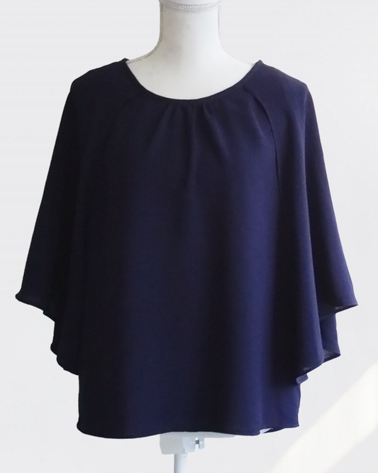 Graceful Cape Blouse NAVY