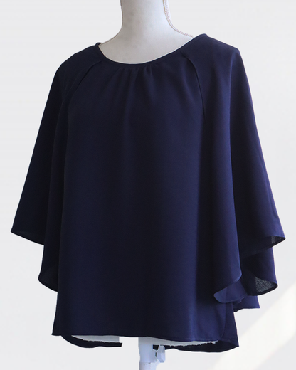 Graceful Cape Blouse NAVY