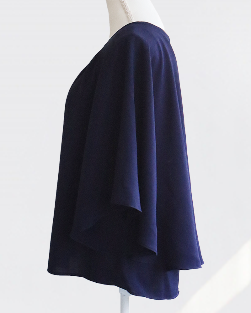 Graceful Cape Blouse NAVY