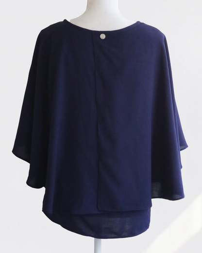 Graceful Cape Blouse NAVY