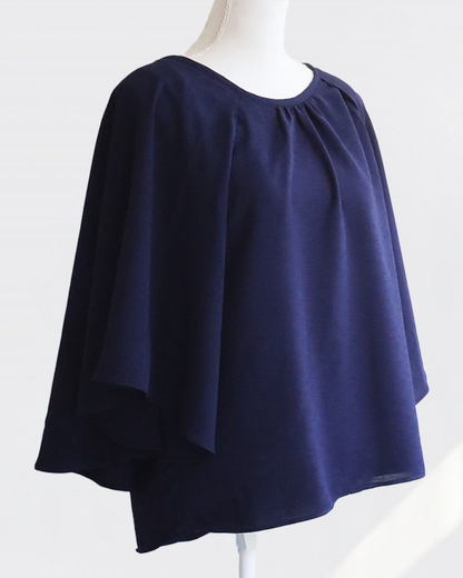 Graceful Cape Blouse NAVY