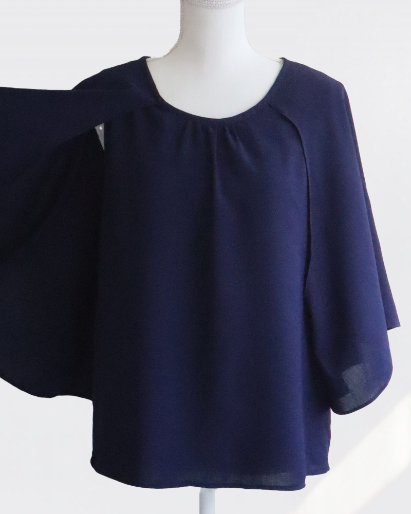 Graceful Cape Blouse NAVY