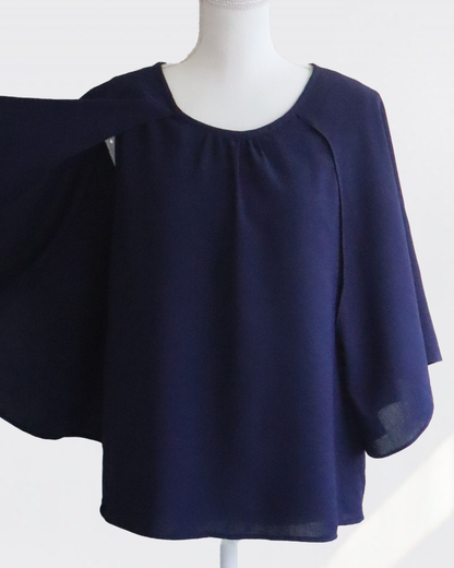 Graceful Cape Blouse NAVY