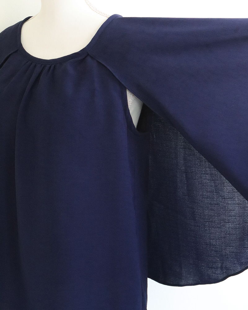Graceful Cape Blouse NAVY