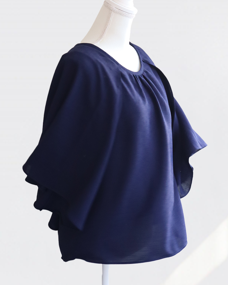 Graceful Cape Blouse NAVY