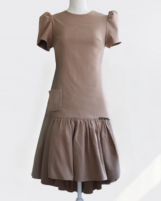 Petal Flare Dress Beige
